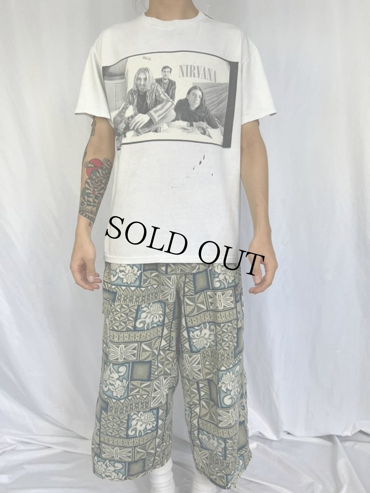 画像2: NIRVANA ロックバンド フォトプリントTシャツ M (2)