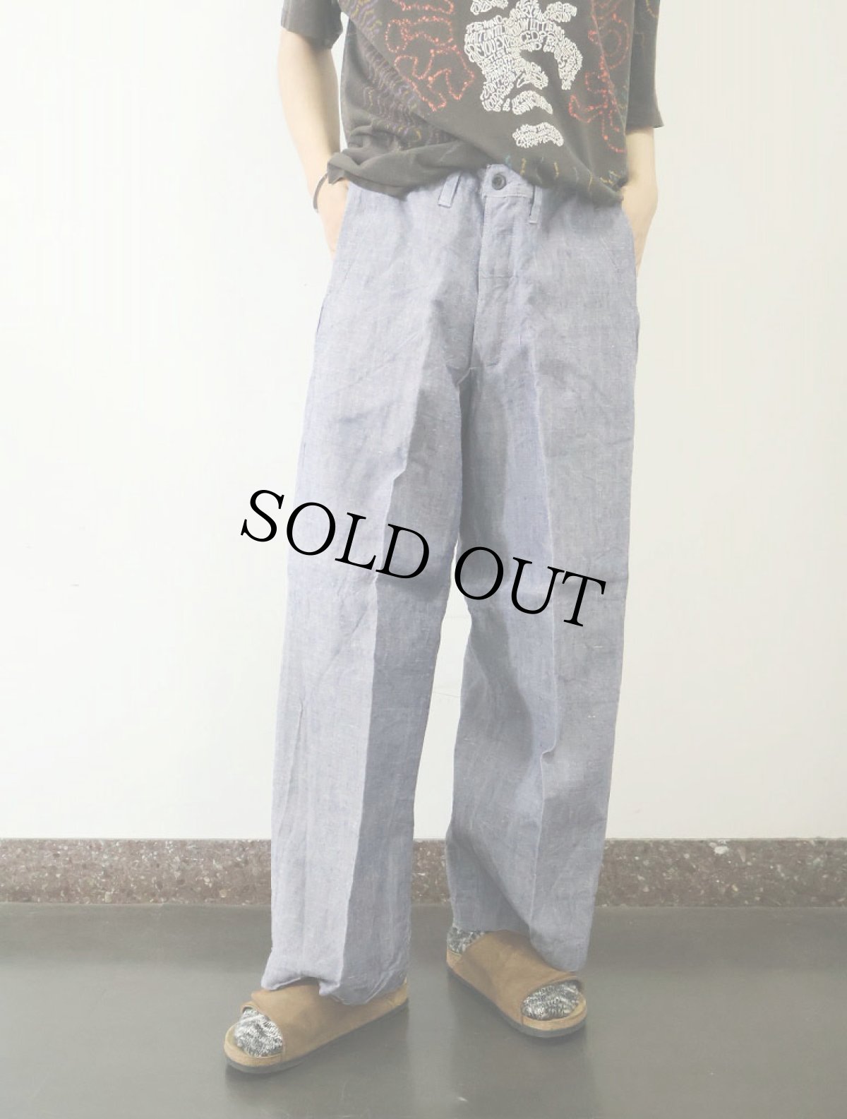 画像2: 50〜60's FRENCH MILITARY リネンセーラーパンツ "ワンウォッシュ" DEADSTOCK 【W33 L28】 (2)