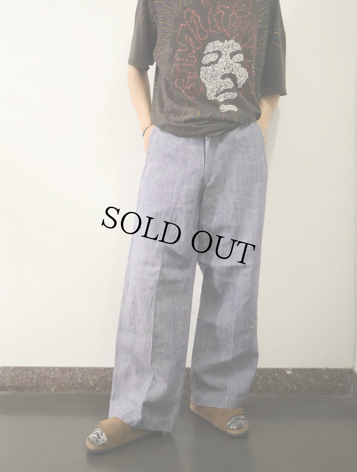 画像2: 50〜60's FRENCH MILITARY リネンセーラーパンツ "ワンウォッシュ" DEADSTOCK 【W31 L29】 (2)