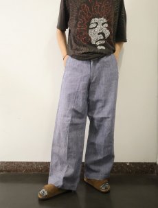 画像2: 50〜60's FRENCH MILITARY リネンセーラーパンツ "ワンウォッシュ" DEADSTOCK 【W31 L29】 (2)