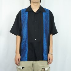 画像2: 90's HOAX USA製 ナイロン×ポリエステル ロカビリーシャツ XL (2)