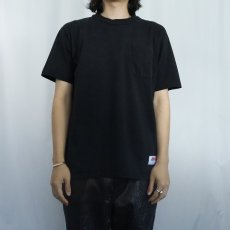 画像2: 90's JERZEES USA製 無地ポケットTシャツ BLACK L (2)