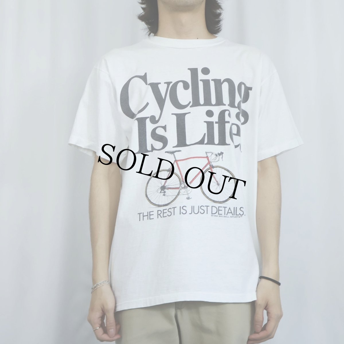 画像2: 90's Big Ball Sports USA製 "Cycling is Life" 自転車プリントTシャツ L (2)
