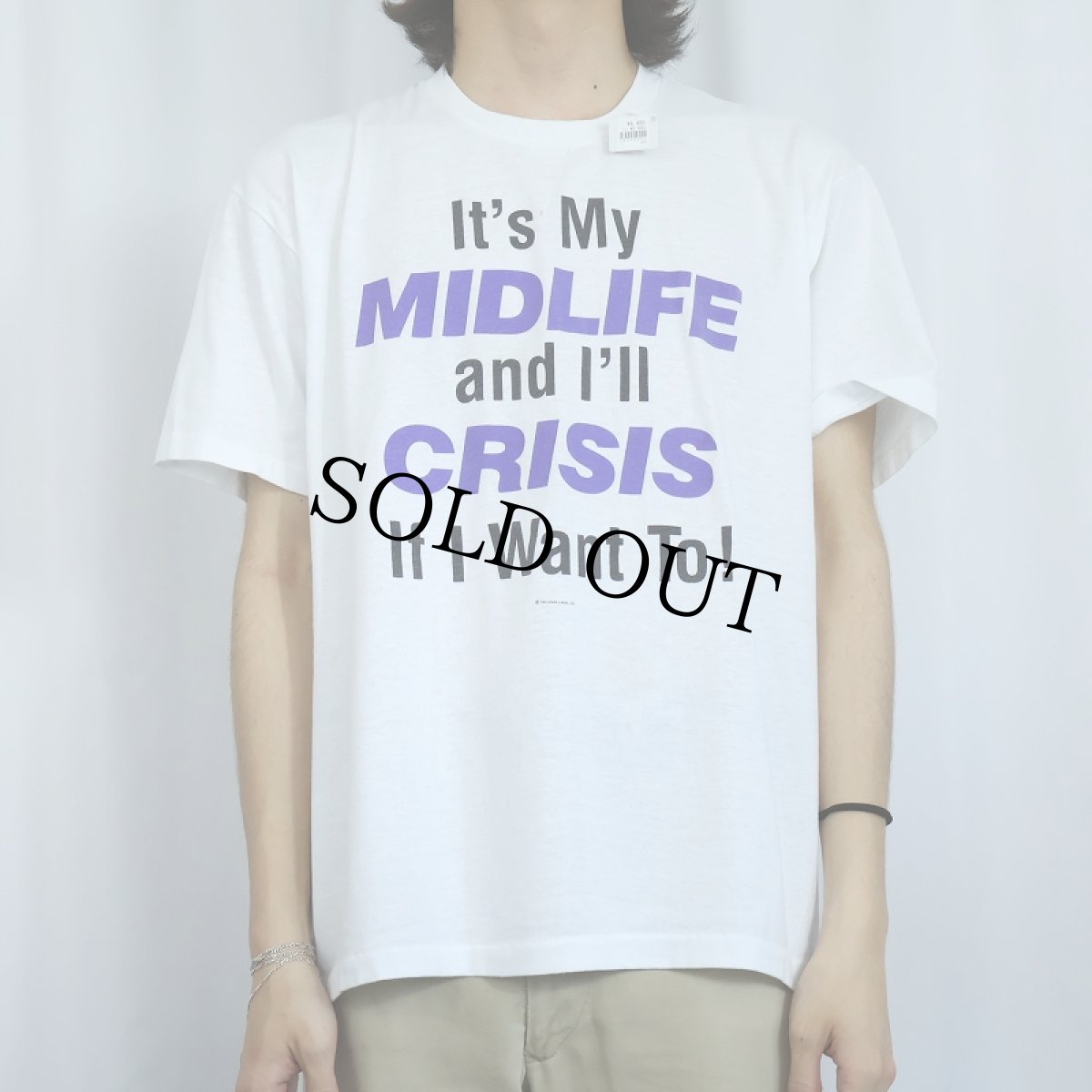 画像2: 80's Hallmark Cards, Inc. USA製 "It's My MIDLIFE and I'll CRISIS If I Want To!" メッセージプリントTシャツ XL (2)