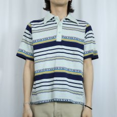 画像2: 70〜80's HANG TEN マルチボーダー柄 ポロシャツ L (2)