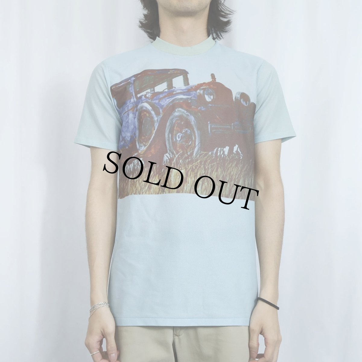 画像2: 70's JCPenney ポリエステル 車イラストプリントTシャツ M (2)