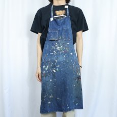 画像2: VINTAGE ペンキペイント 耳付き デニムエプロン (2)