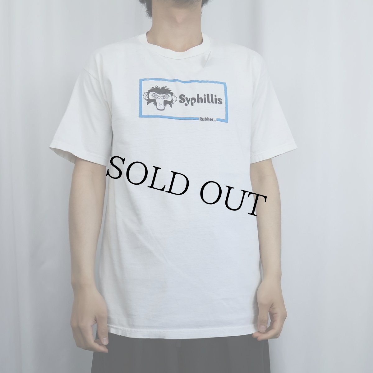 画像2: 90's USA製 "Syphillis" 性病予防啓発 プリントTシャツ M (2)