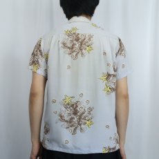 画像3: 50〜60's ボーダーパターン レーヨンアロハシャツ S (3)