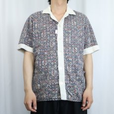 画像2: 50〜60's Jantzen USA製 総柄 パイル ビーチシャツ L (2)