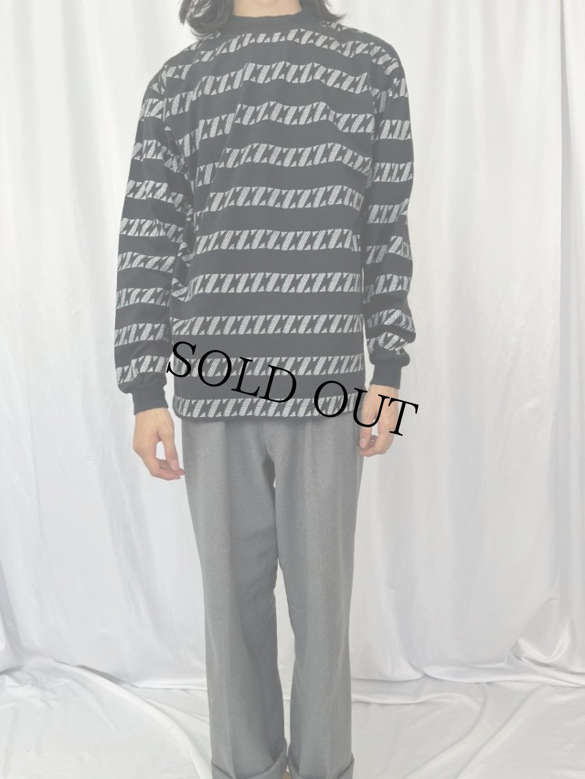 画像2: JIMMY'Z ボーダー柄 モックネックロンT (2)