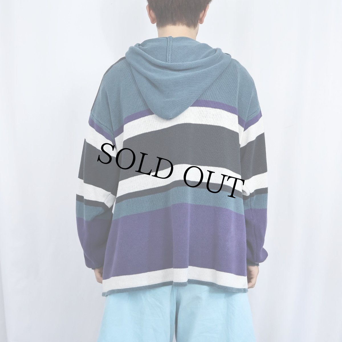 画像3: 212° マルチボーダー柄 コットンニット ハーフジップパーカー (3)