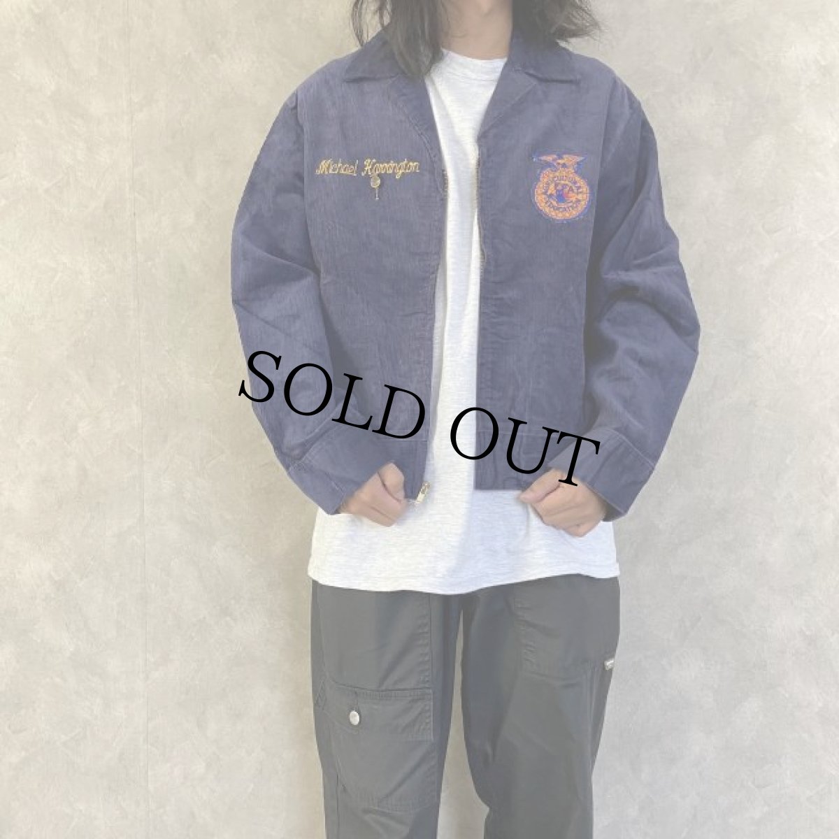 画像3: 60's〜70's FFA "IOWA MARENGO" バッチ付き ファーマーズコーデュロイジャケット 46 (3)