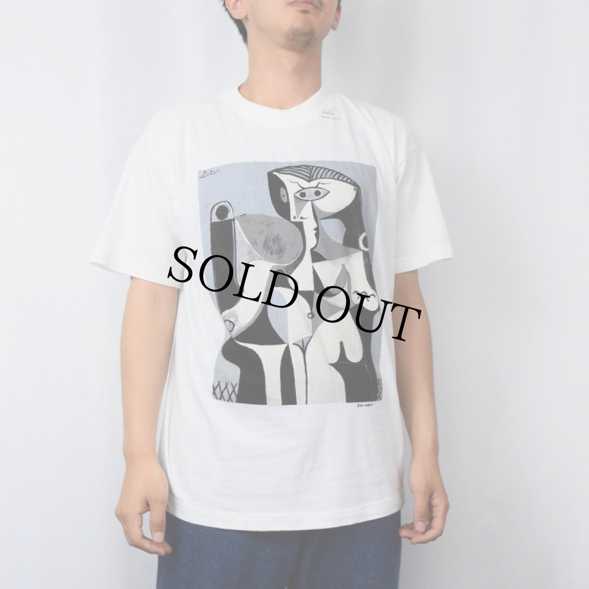 画像2: 90's Pablo Picasso アートプリントTシャツ L (2)