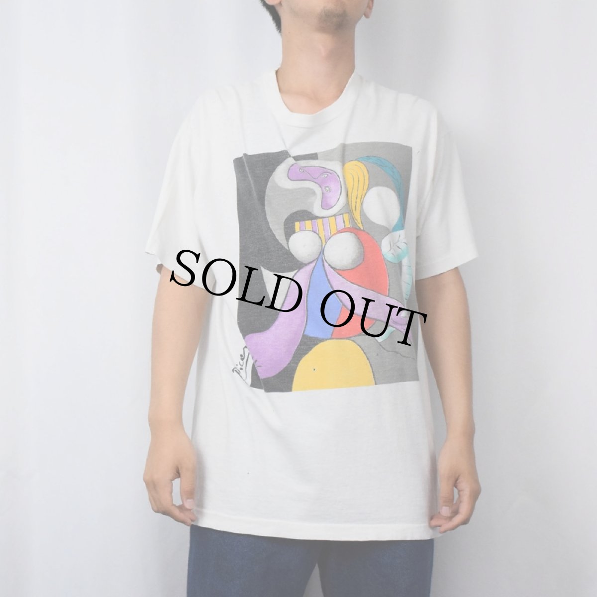 画像2: 80's Pablo Picasso USA製 "Woman with a flower" アートプリントTシャツ XL (2)