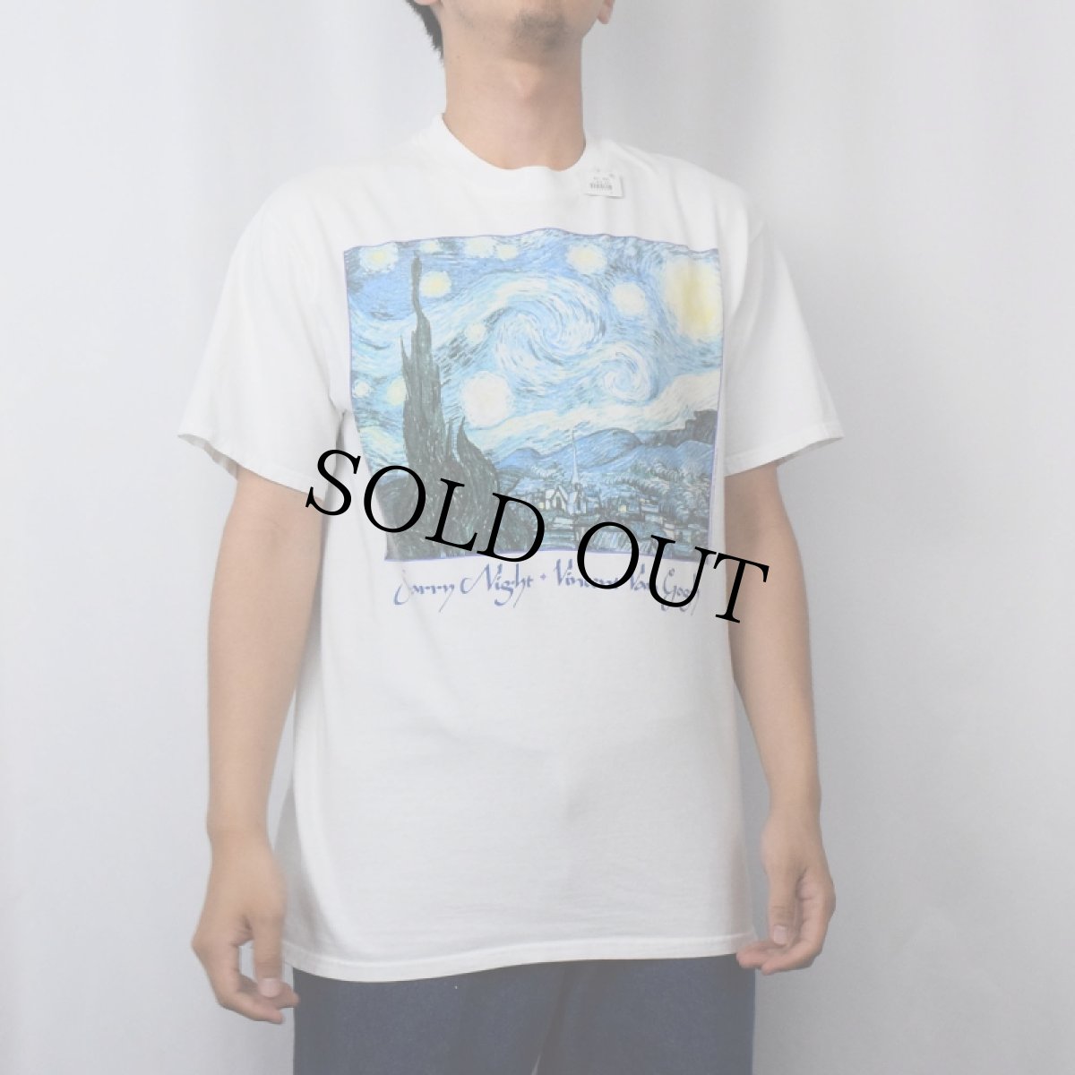 画像2: Vincent Van Gogh "The Starry Night" アートプリントTシャツ M (2)