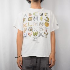 画像2: 90's Mindy Matthews "FISHABET" 魚アートプリントTシャツ L (2)