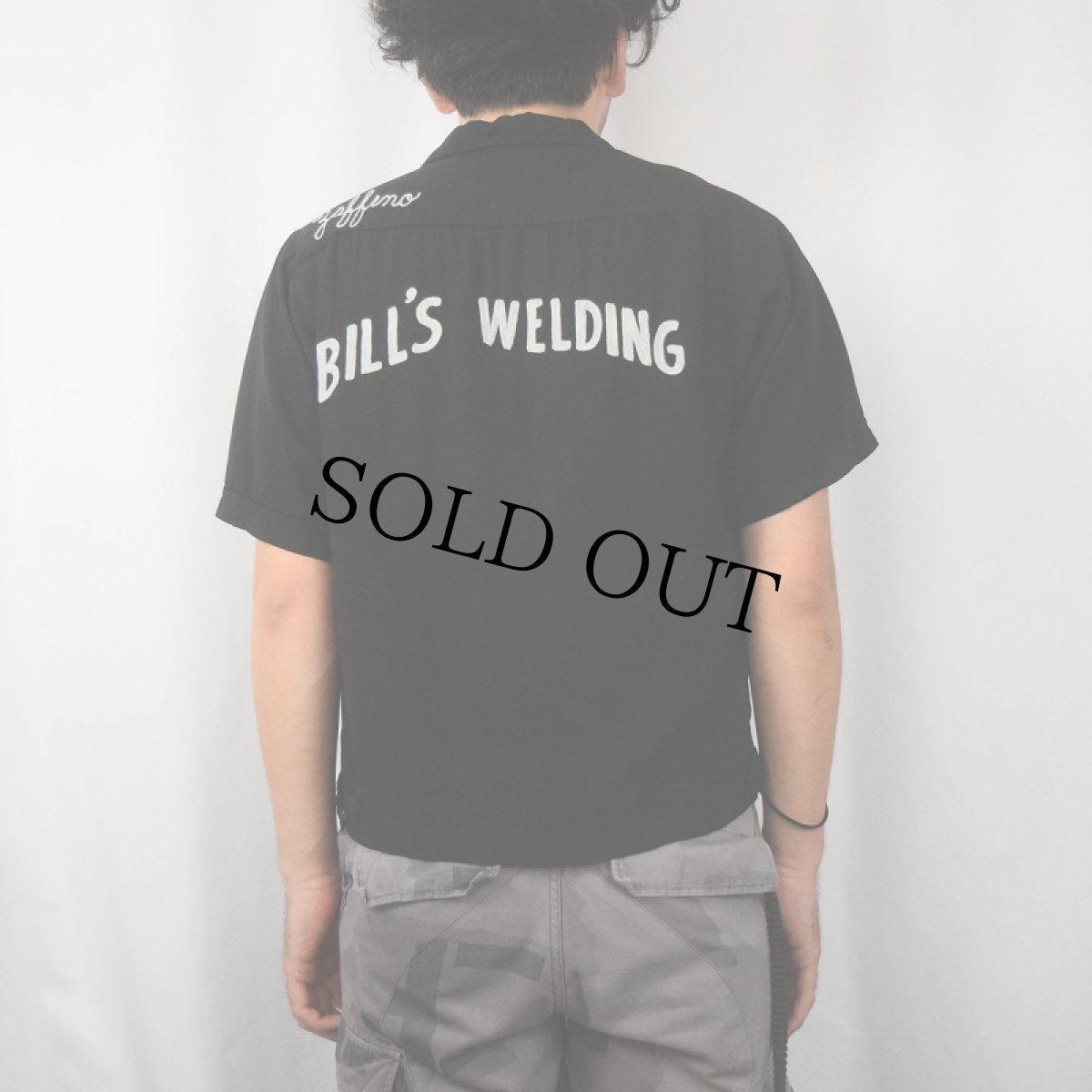 画像4: 60's King Louie By Holiday チェーン刺繍 レーヨンボーリングシャツ BLACK M (4)