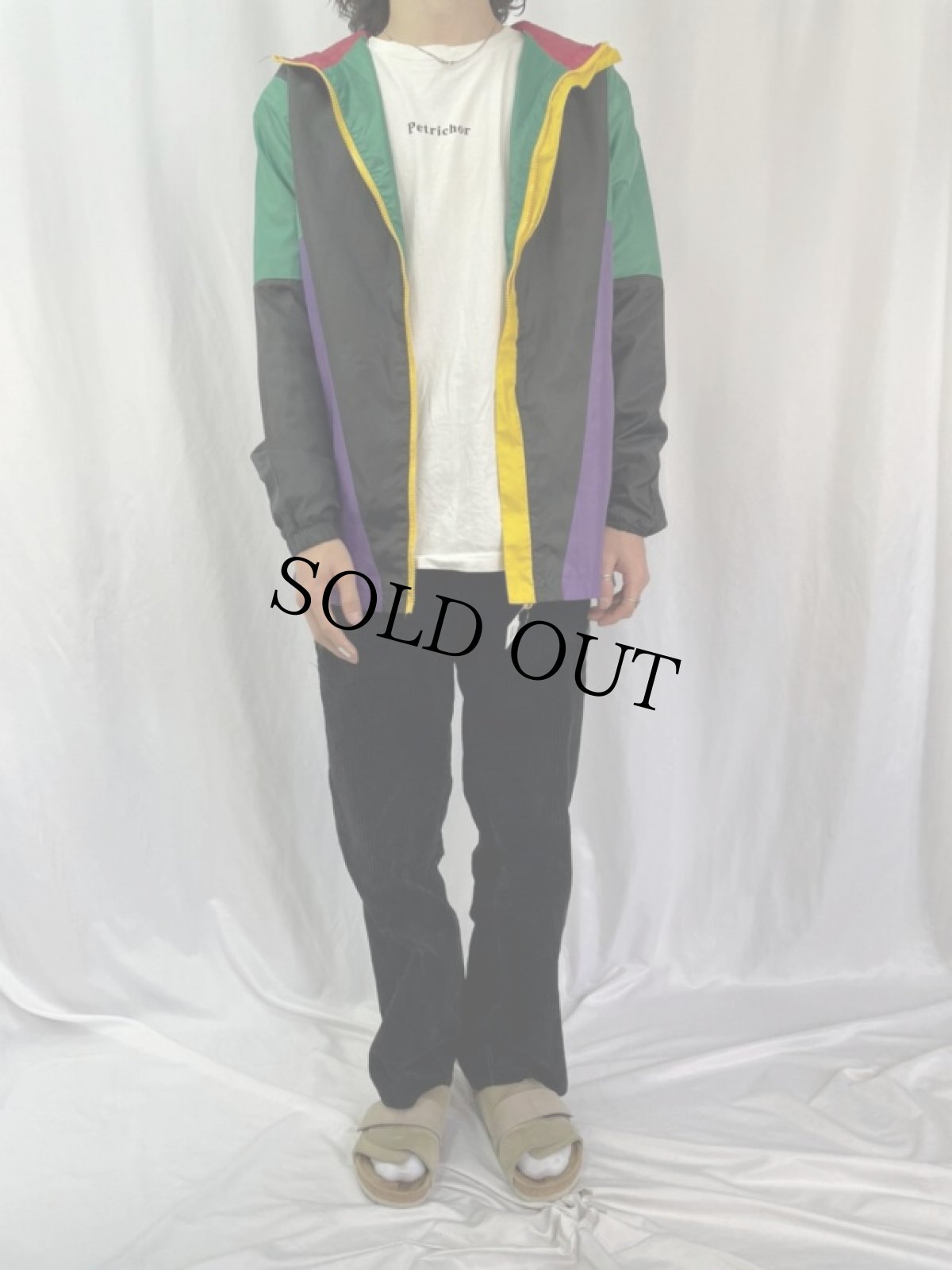 画像3: 80〜90's MTV クレイジーパターン ナイロンジップパーカー S (3)