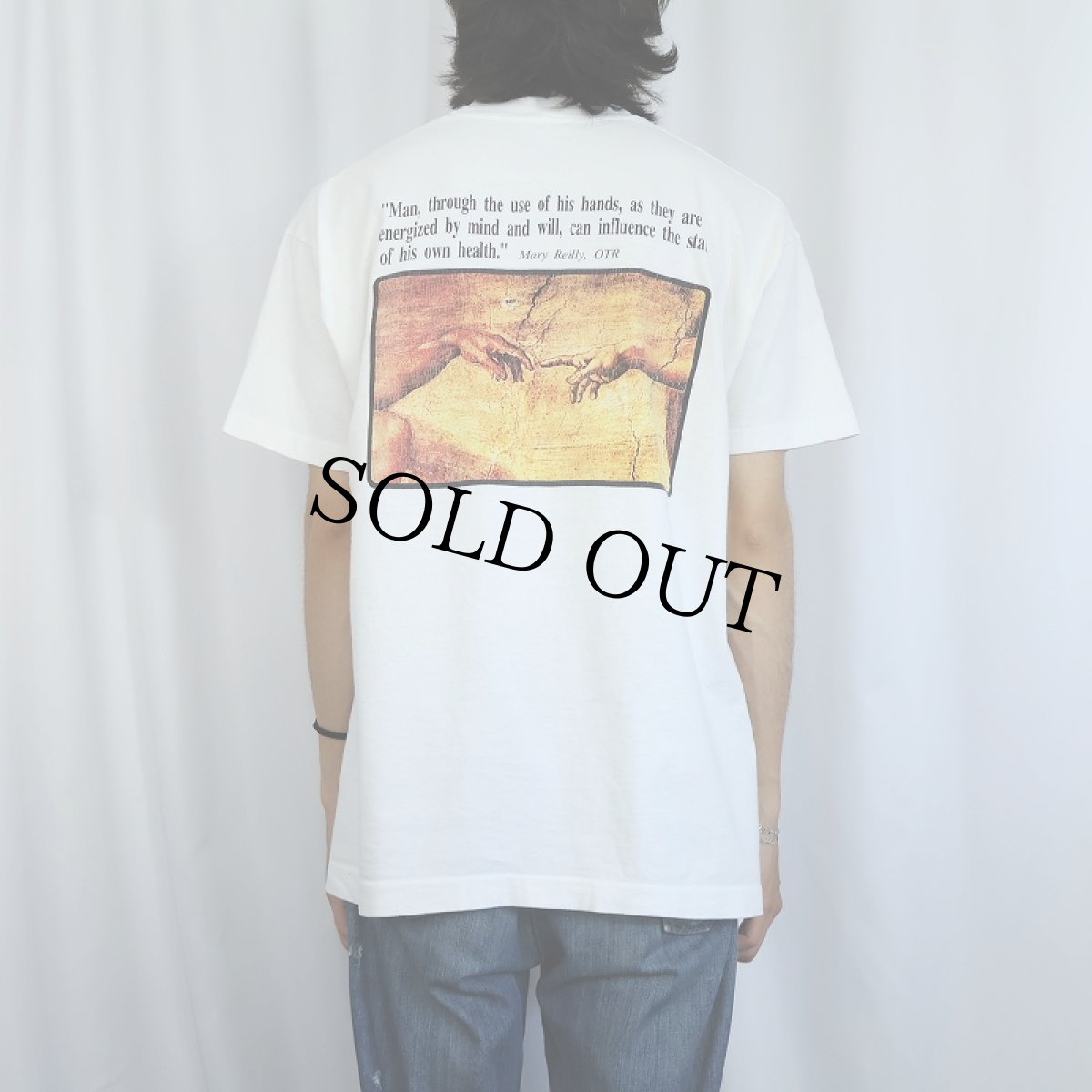 画像3: 90's USA製 アダムの創造 パロディプリントTシャツ XL (3)