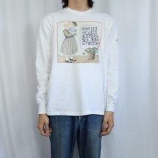 画像2: 90's Mary Engelbreit USA製 "Hurt not the earth..." イラストプリントロンT L (2)