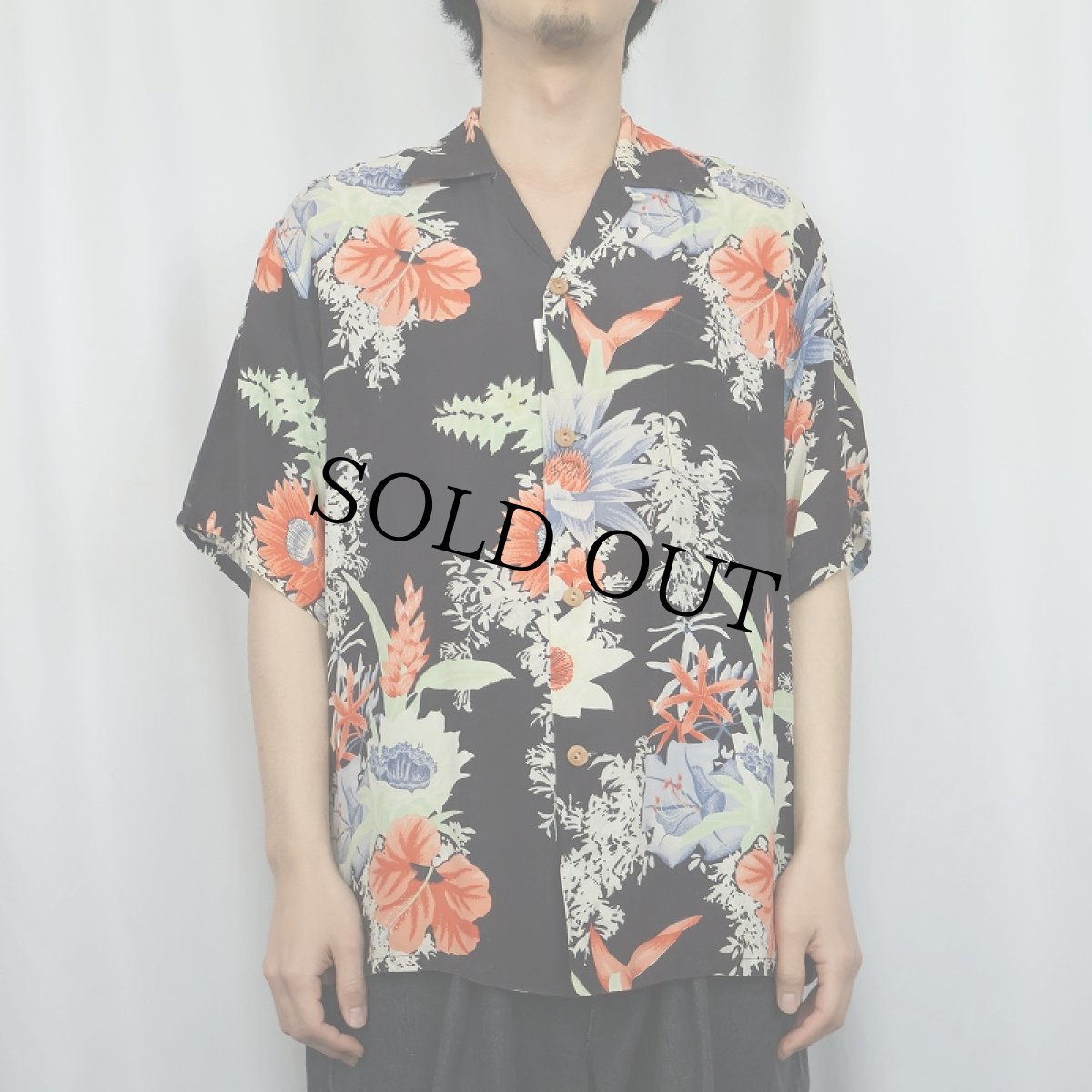 画像2: 50's Kilohana 花柄 オールオーバーパターン レーヨンハワイアンシャツ BLACK L (2)