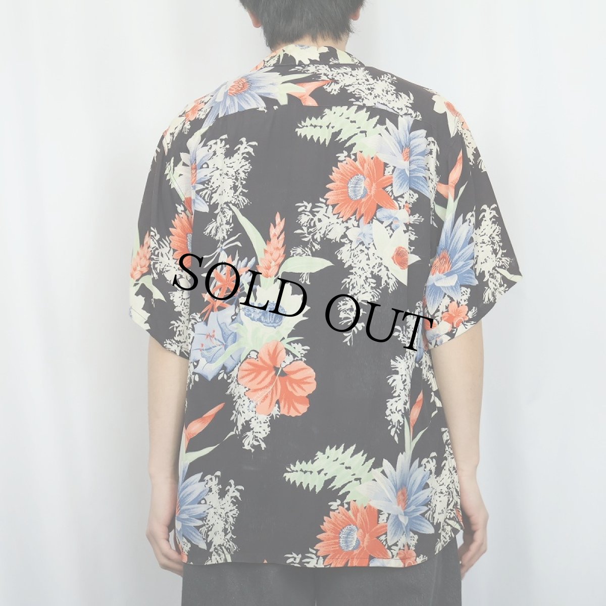 画像3: 50's Kilohana 花柄 オールオーバーパターン レーヨンハワイアンシャツ BLACK L (3)