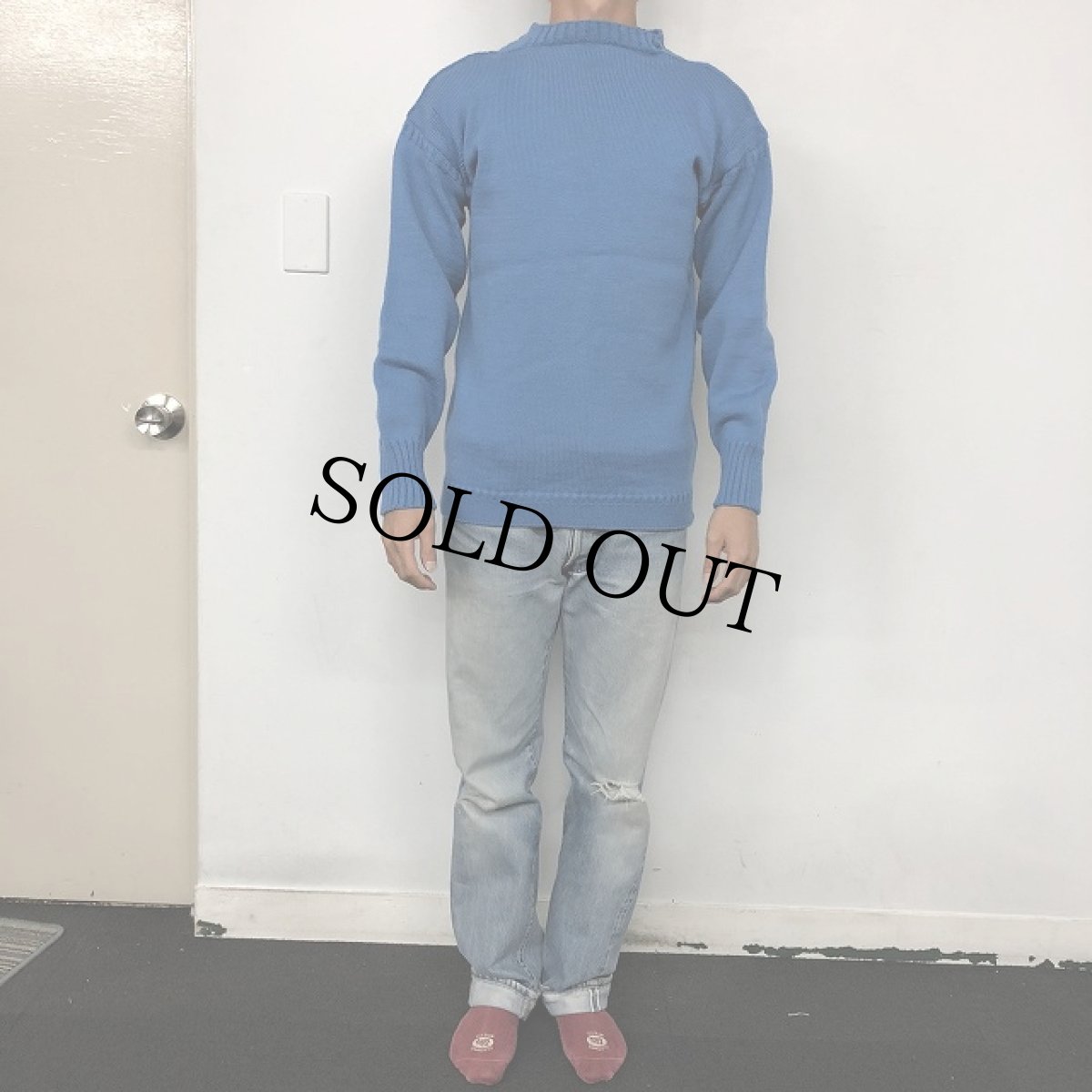 画像5: VINTAGE ガンジーセーター LIGHT BLUE (5)