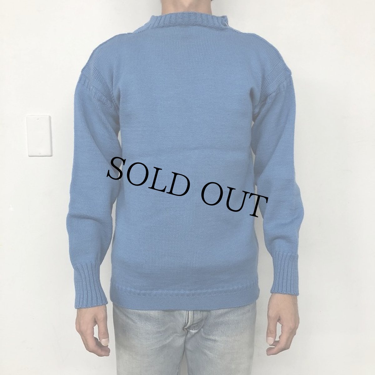 画像2: VINTAGE ガンジーセーター LIGHT BLUE (2)