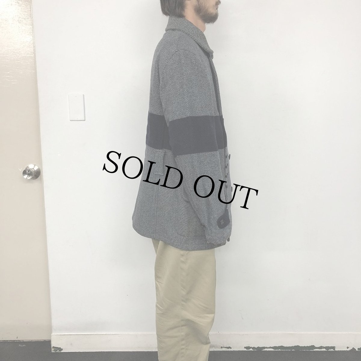 画像3: 【SALE】 30's ボーダー柄 ウールダブルブレストコート (3)