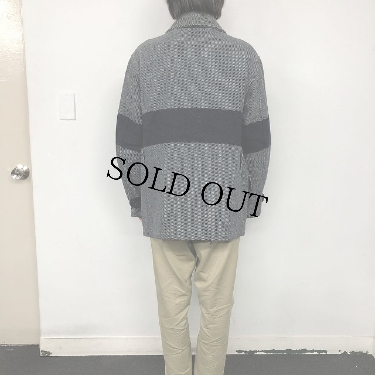 画像4: 【SALE】 30's ボーダー柄 ウールダブルブレストコート (4)