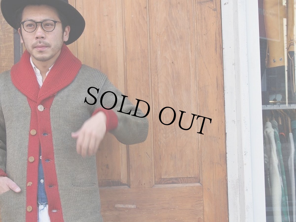 画像2: VINTAGE 2トン ショールカラーカーディガン (2)