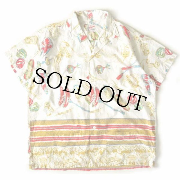 p*i様 PILGRIM バーベキュー アロハシャツ Mサイズ 古着】【中古】【VINTAGE】【ビンテージ】【ヴィンテージ】【50's