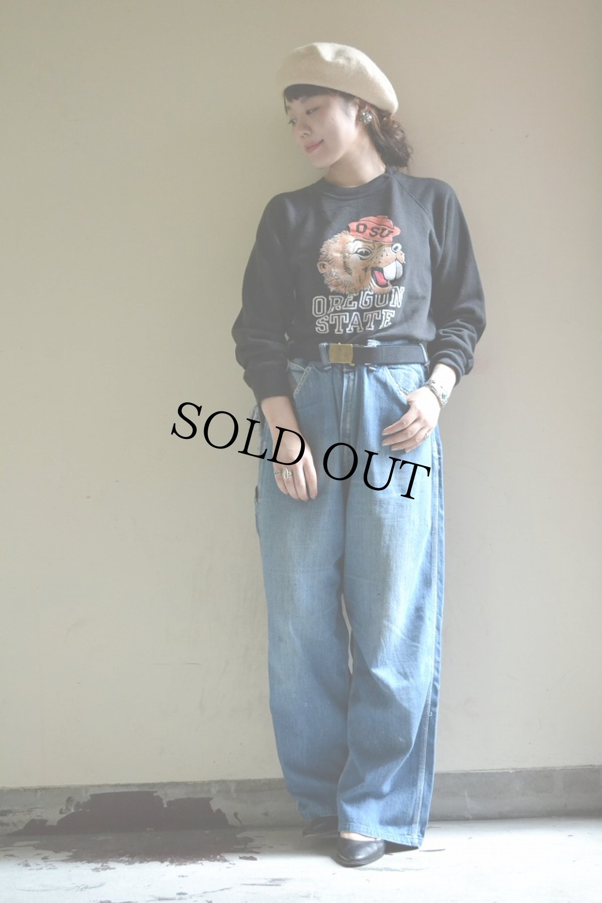 画像2: 70's カレッジフロッキープリントスウェット (2)