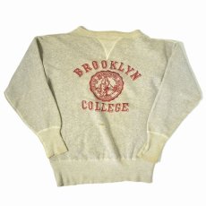 画像1: 50's "BROOKLYN COLLEGE" 3段フロッキープリント前Vスウェット (1)