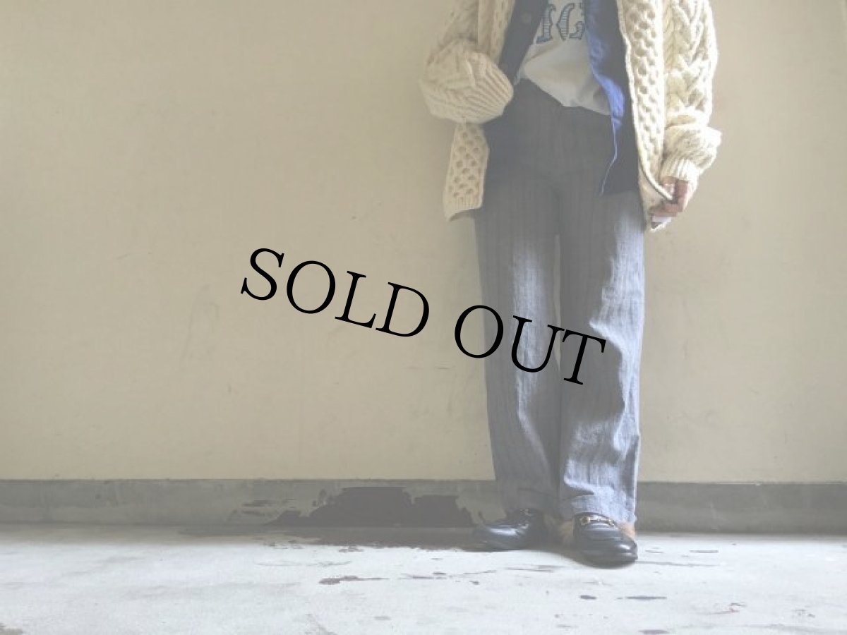 画像3: 40's 黒シャン ストライプ柄織り ワークパンツ (3)