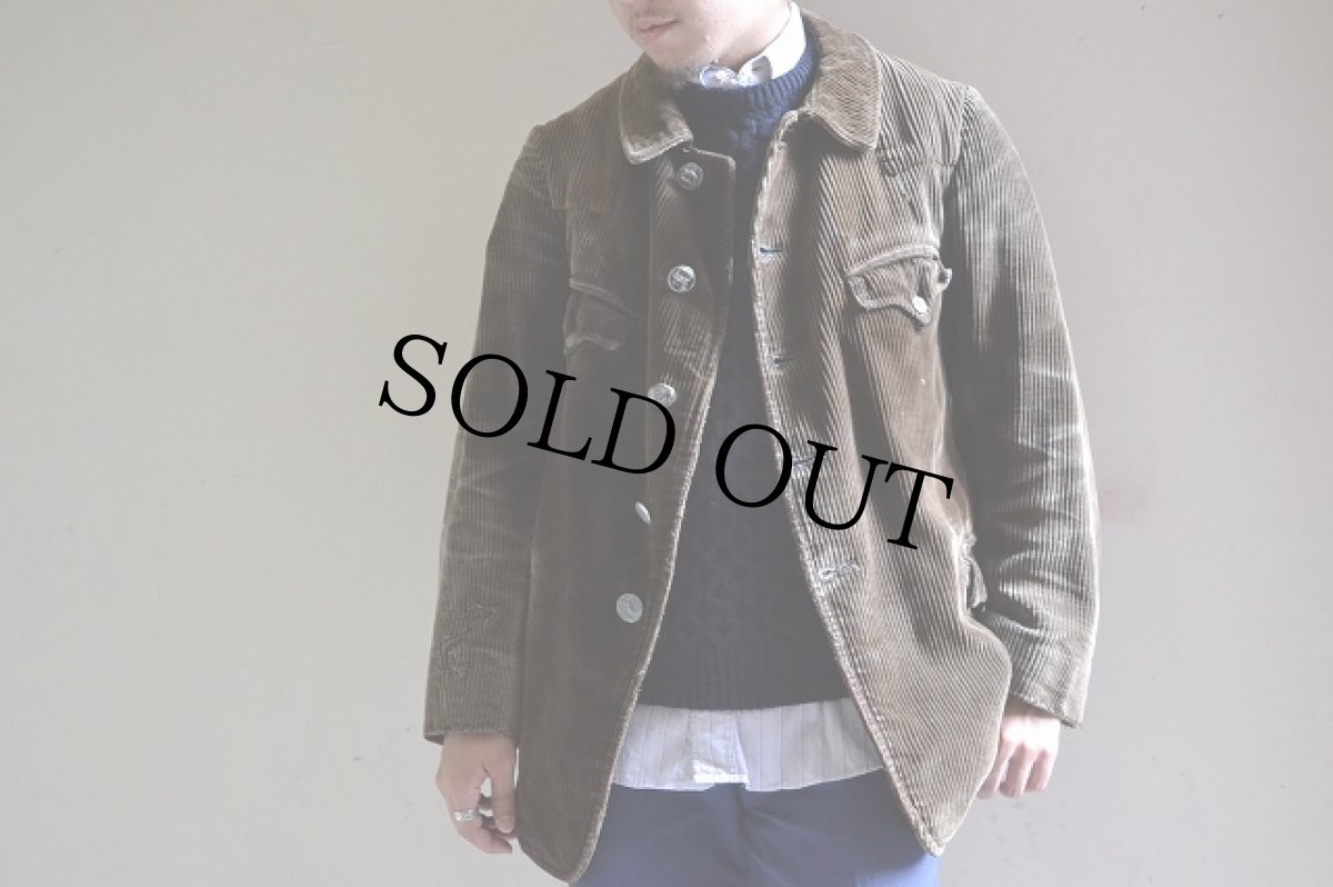 画像4: 30's〜40's FRANCE 動物ボタンコーデュロイハンティングジャケット (4)