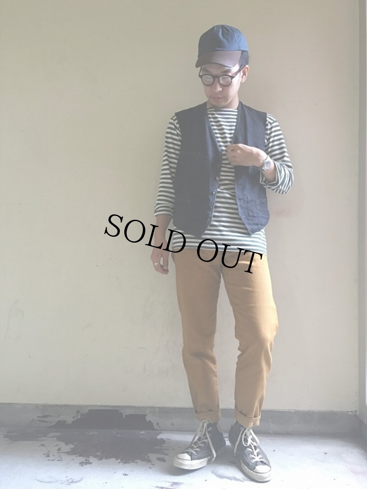 画像3: 30's FRANCE シンチバック付きリネンベスト (3)