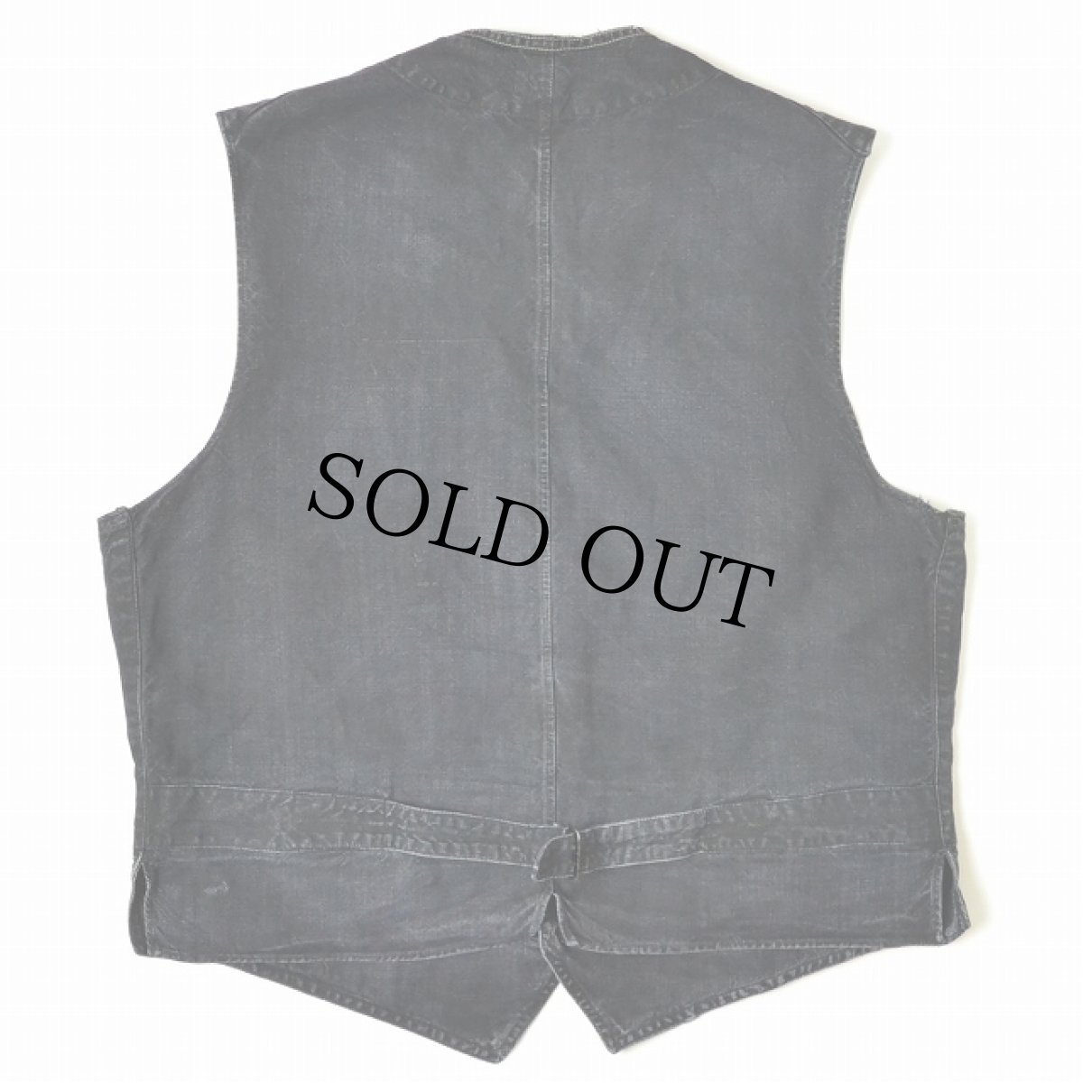 画像2: 30's FRANCE シンチバック付きリネンベスト (2)