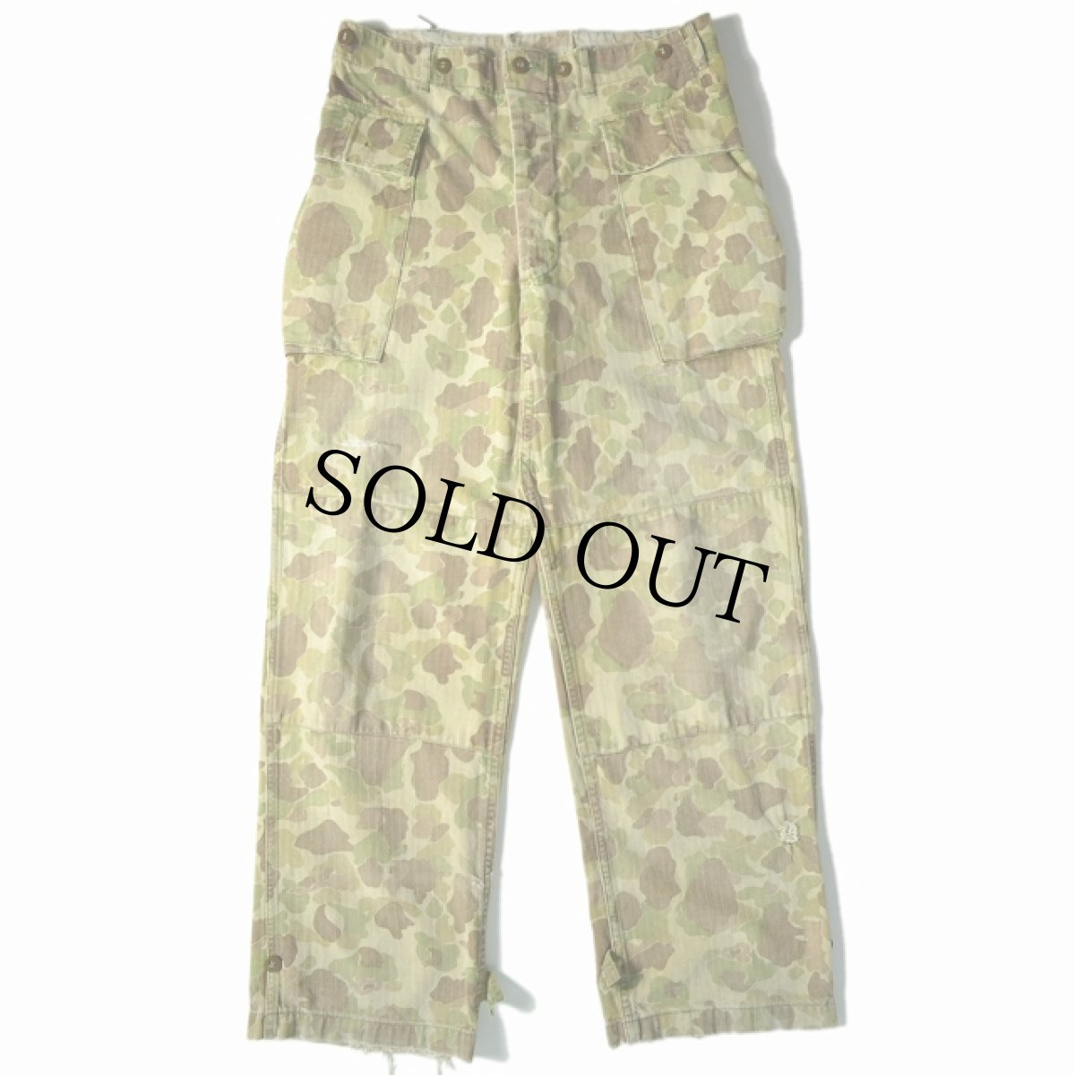 画像2: 40's US.ARMY フロッグスキンカモ HBTパンツ (2)