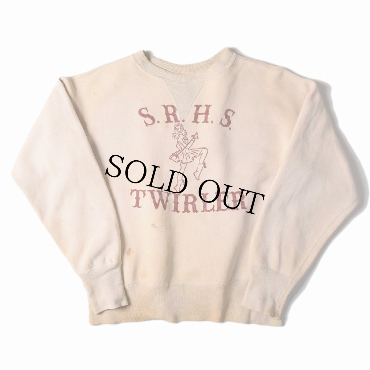 画像2: 50's "TWIRLER" 前Vフロッキーバトンガールプリントスウェット (2)