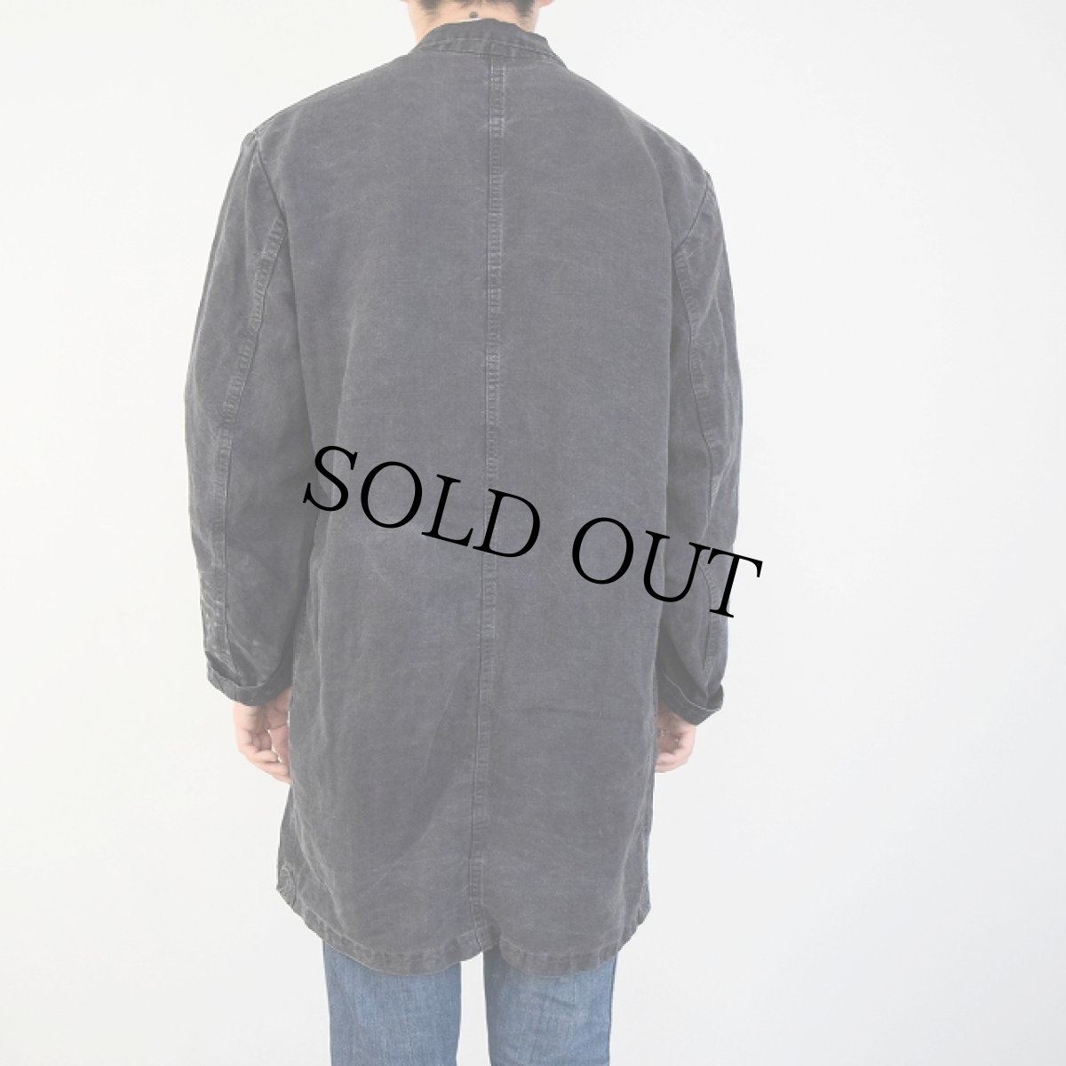 画像5: 40's〜50's FRANCE AUMOLINEL ブラックリネンアトリエコート (5)