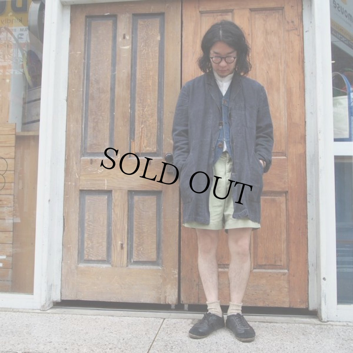 画像6: 40's〜50's FRANCE AUMOLINEL ブラックリネンアトリエコート (6)