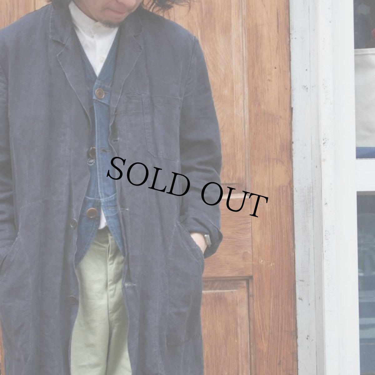 画像7: 40's〜50's FRANCE AUMOLINEL ブラックリネンアトリエコート (7)