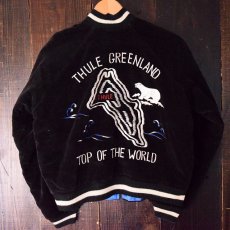 画像2: 50's "THULE GREENLAND TOP OF THE WORLD" 別珍×サテン スカジャン (2)