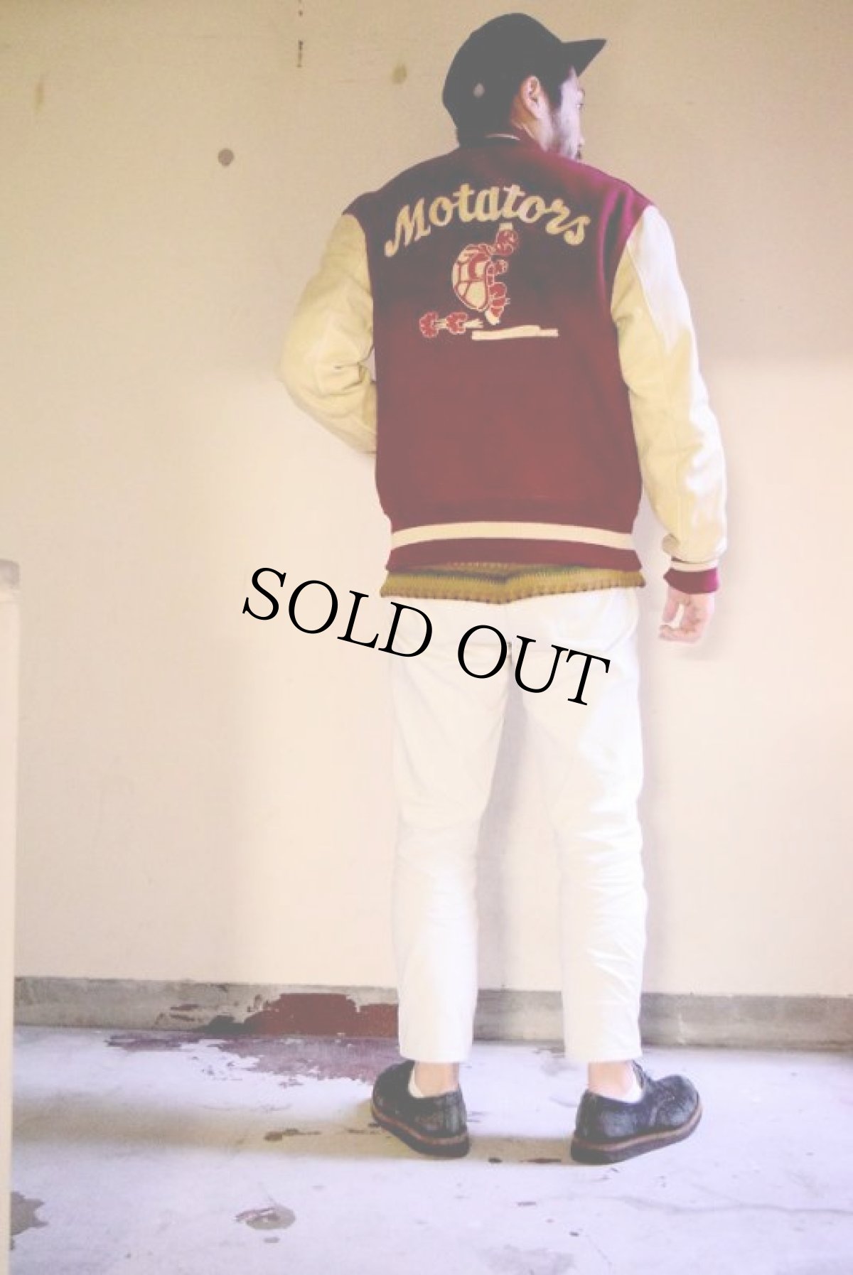 画像3: 50's Whiting "Motators" チェーンステッチ入り ウール×レザースタジャン (3)