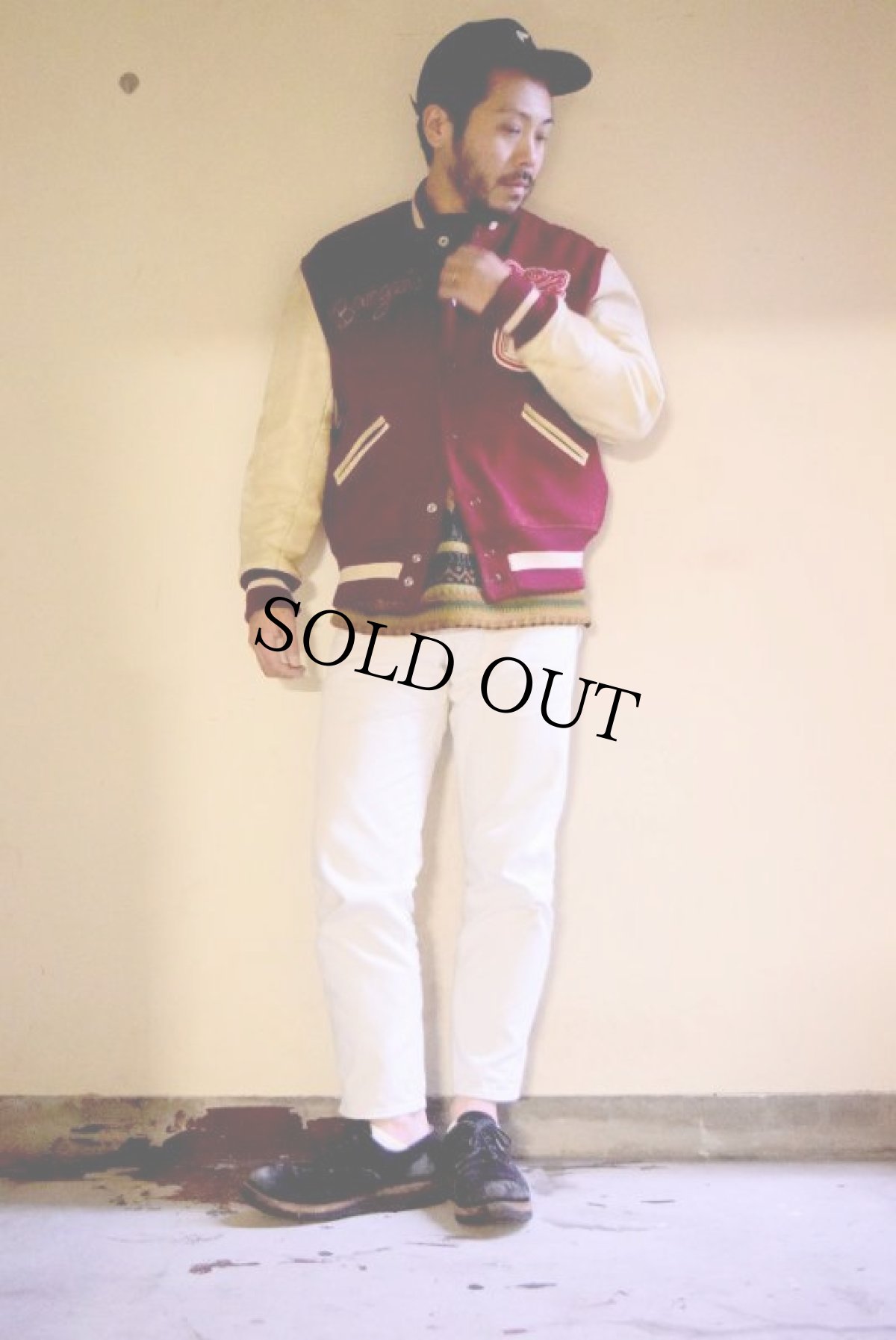 画像4: 50's Whiting "Motators" チェーンステッチ入り ウール×レザースタジャン (4)