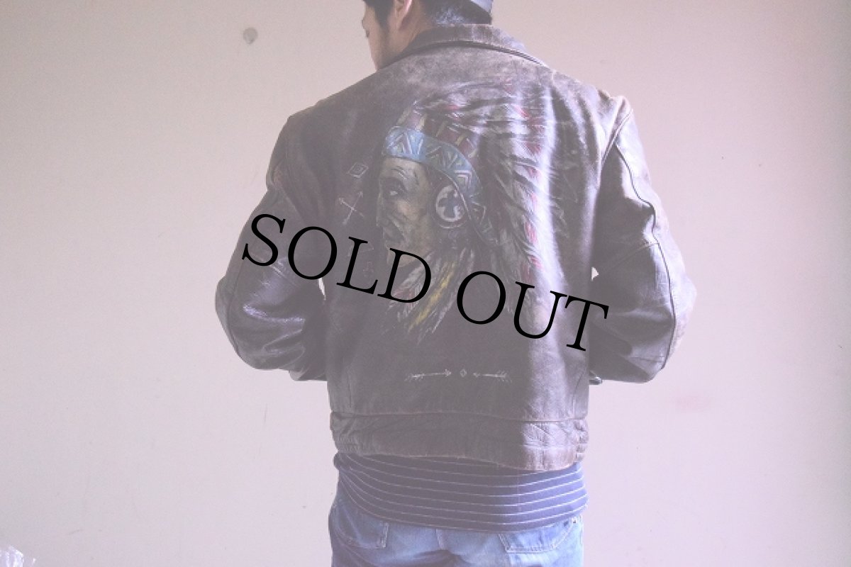 画像7: 50's〜60's PENNEYS "インディアンハンドペイント" ホースハイドレザージャケット (7)