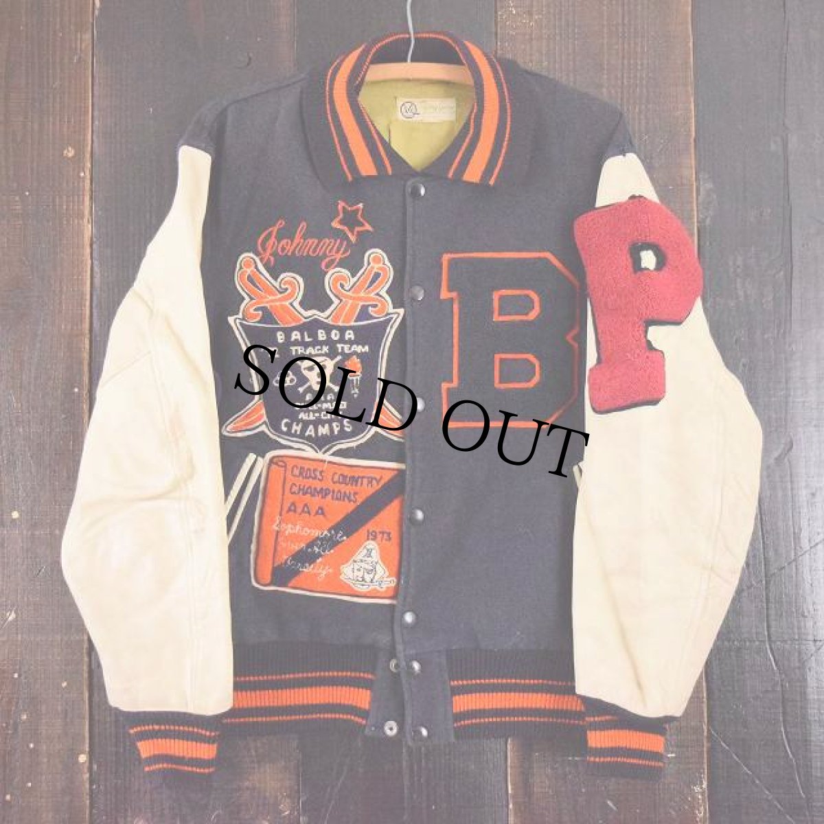 画像2: 70's Flying Goose スカル&パイレーツパッチ付き レザー切り替えスタジャン (2)