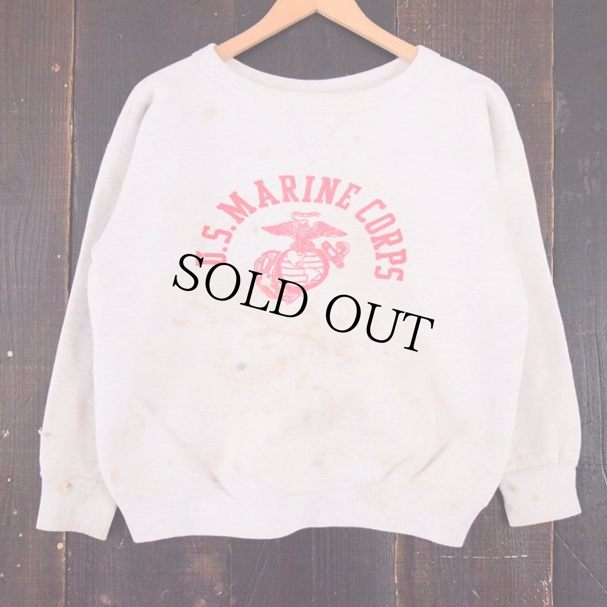 画像2: 50's〜60's 前V USMC 染み込みプリントスウェットパーカ (2)